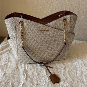 Michael Kors Beige and Brown Tote Bag